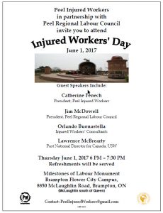 Peel Injured Workers Day 2017 flyer