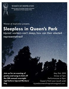 May 31 2018 Women of Inspiration vigil for injured workers at Queen's Park