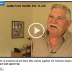 Global News video of WSIB review of GE Peterborough claims and injured workers response