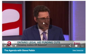 TVO The Agenda program on funding cuts to legal aid