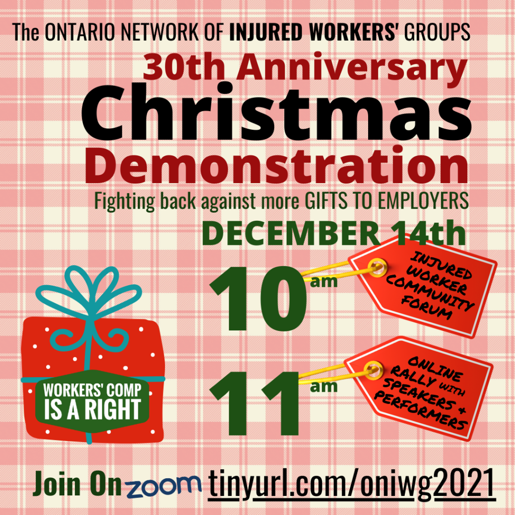 30th anniversary holiday demonstration December 14 from 10 a.m. to noon
