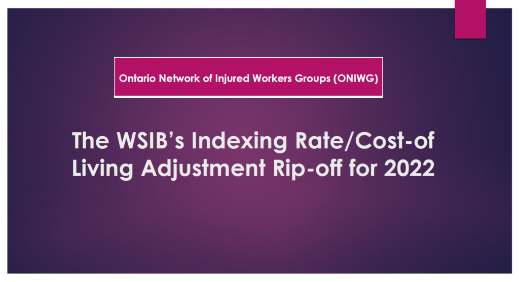Presentation on WSIB's indexing rate
