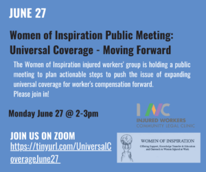 Women of Inspiration Zoom public meeting on universal coverage June 27 from 2-3 pm