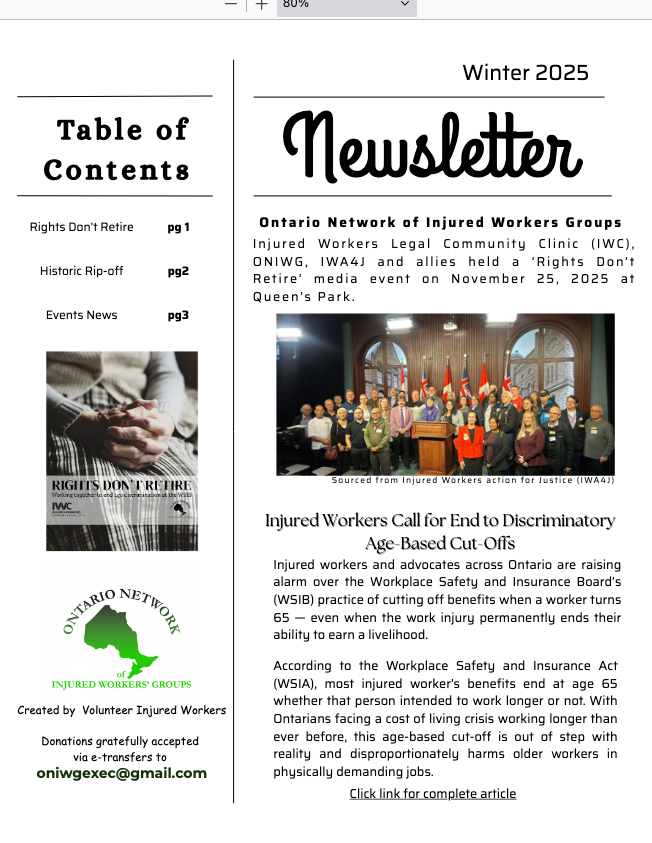 cover page of ONIWG newsletter