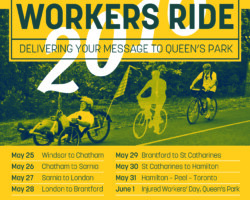 Justice for Injured Workers Ride 2016 itinerary