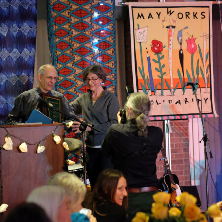 Sara Barker presents award to IWC's Orlando Buonastella Orlando Buonastella accepts Mayworks Arts award on behalf of IWC