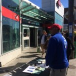 Campaign table outside Pape station