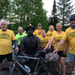 ONIWG & OHCOW cyclists at the Miners' Memorial, Elliot Lake