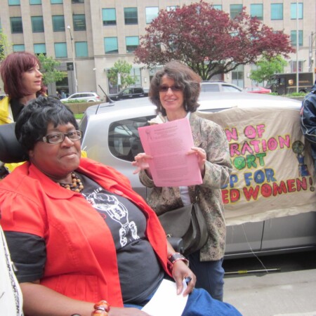 Rallying outside the Ministry of Labour, 2014