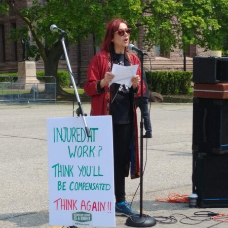Speaking out at the 2019 Injured Workers Day event